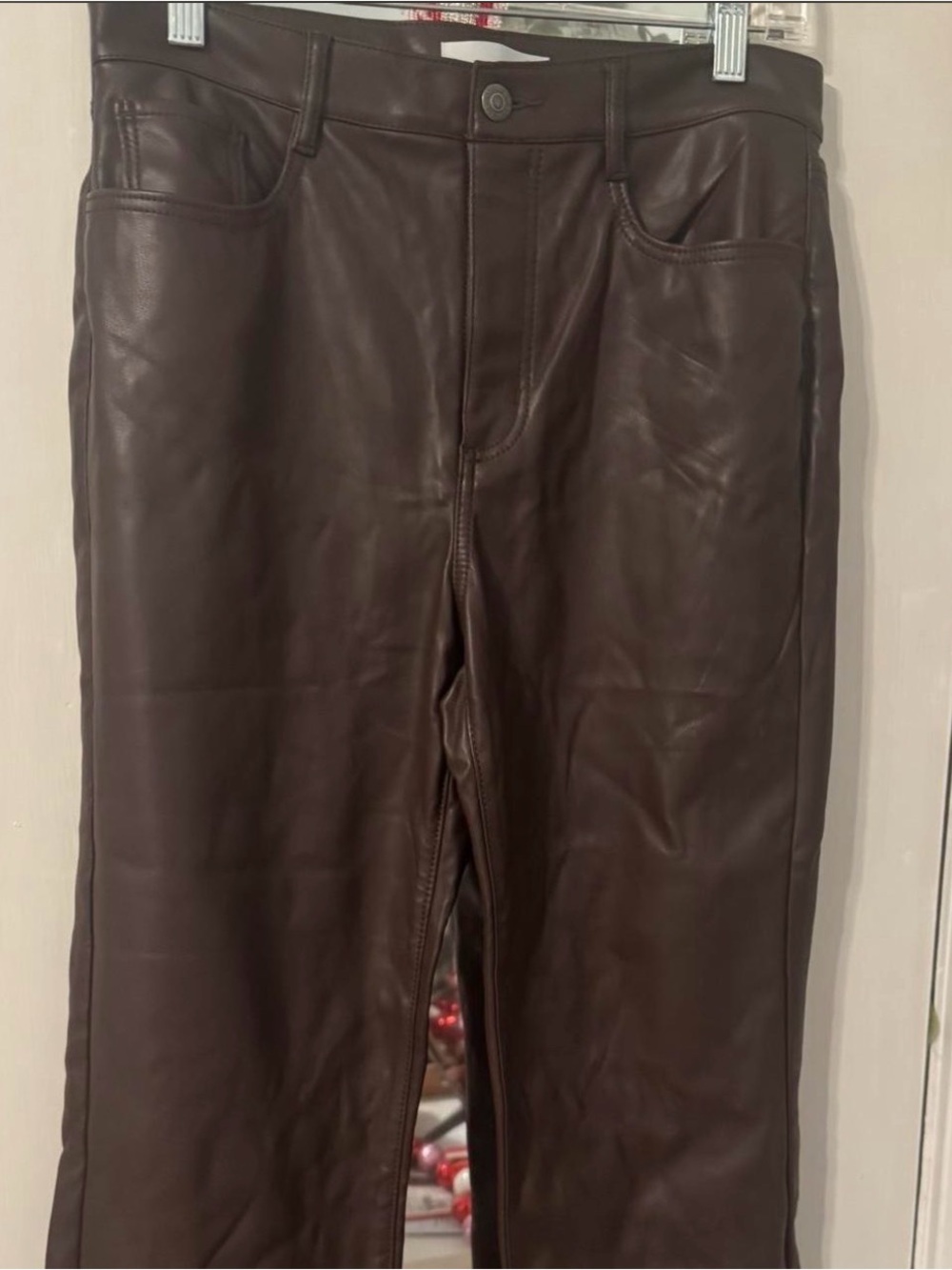 LOFT brown faux leather pants 28/6 petite NWT